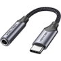 Vention BGMHA Adaptador de Audio Jack 3.5mm Hembra a USB Tipo-C Macho, Cable de 10cm, Color Gris